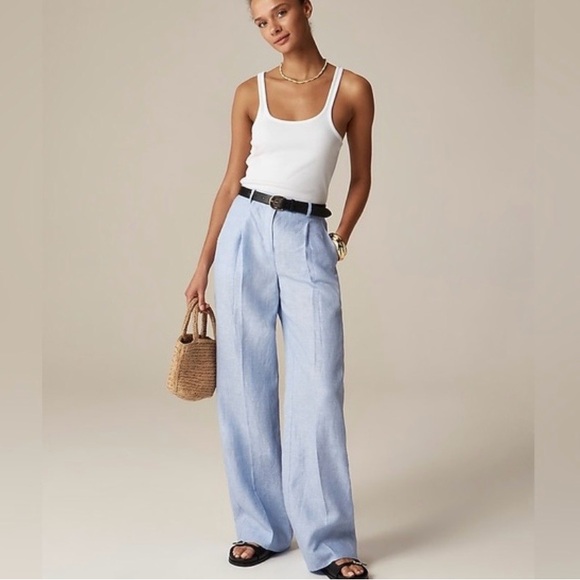 J. Crew Women's Light Blue Wide Leg Pants Sz 8P - Picture 14 of 16